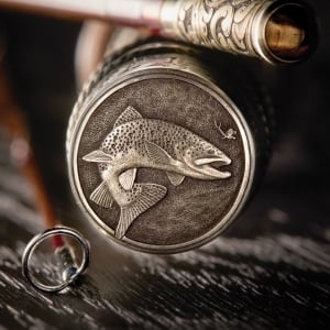 hand engraved signature trout and mayflyhilt