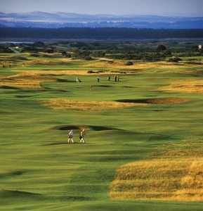 golfers playing on Old Course at St. Andrews