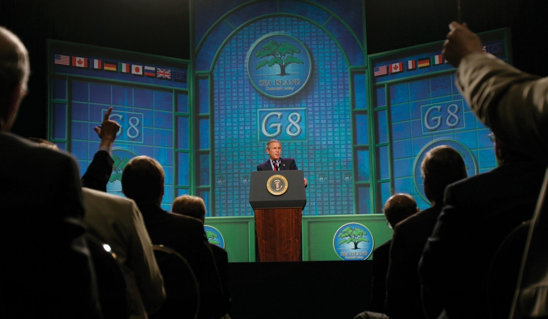 President George W. Bush at the Summit’s final press conference at the International Media Center.