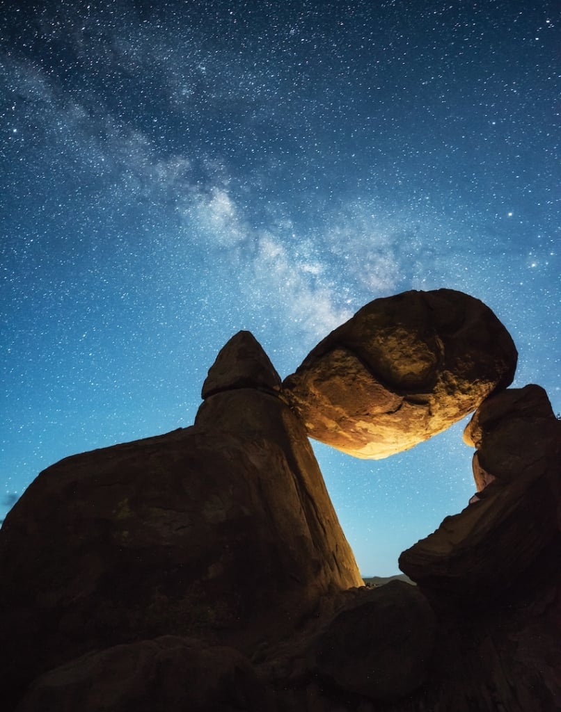 Balanced Rock in Big Bend National Park under the Milky Way